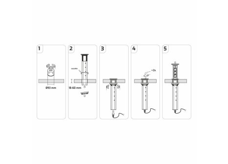 Design Light elektricky výsuvná zásuvka BOX 3x230V + 2xUSB,indukce,černá