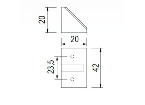 Spojovací roh plastový dvojitý 42 mm