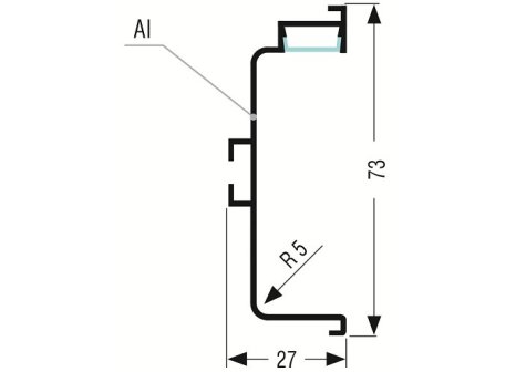 LED profil pro bezúchytkové dveře C - délka 4100 mm hliník natural