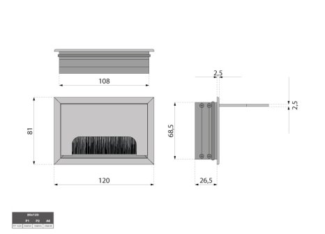 Průchodka kabelová  hranatá 80x120mm černá