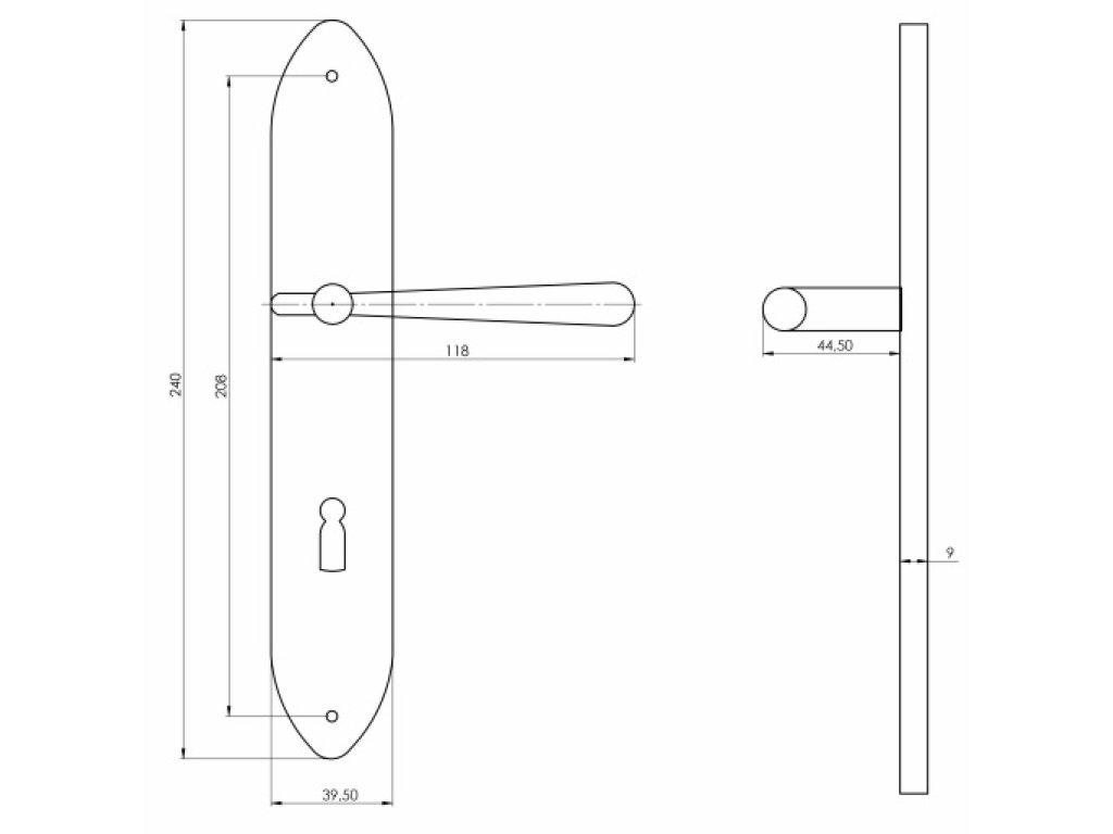 Casual štítové dveřní kování s pružinou klika/koule broušený chrom