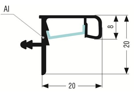 profil úchytový pro horní skříňky s výklopem LED 2 m černá mat