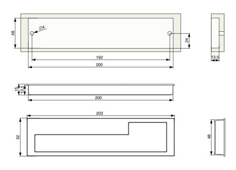 Úchytka Iva zápustná černá matná - Levá