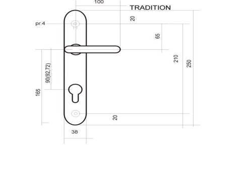 Tradition štítové dveřní kování s pružinou klika/koule matný nikl