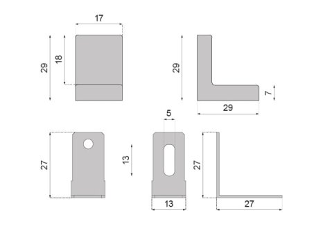 Úhelník nábytkový kovový s krytem