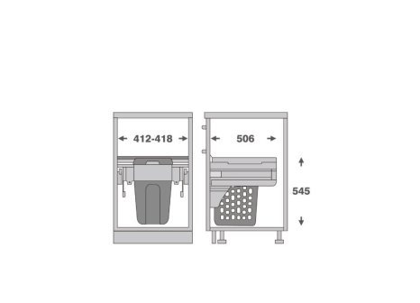 Koš na prádlo výsuvný 450 mm 1x48L bílý