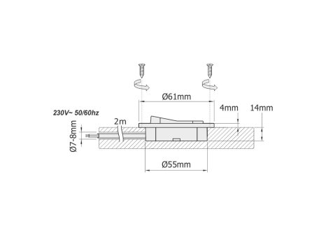 LED vypínač zápustný