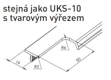 Narážecí úchytová lišta UKS-10F imitace nerezi světlá