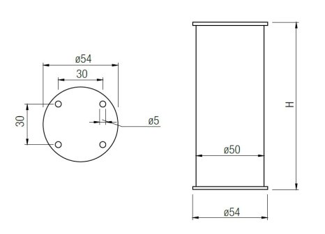 Soklová nožka NA 11 průměr 50m hliník