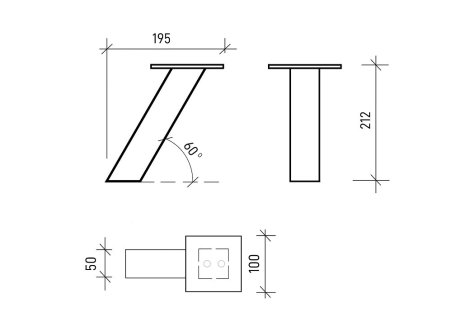 Barové konzoly šikmé 50x50 mm chrom výška 212 mm