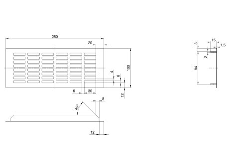 Větrací mřížka šířka 100 mm černá mat