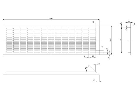 Větrací mřížka šířka 150 mm černá mat