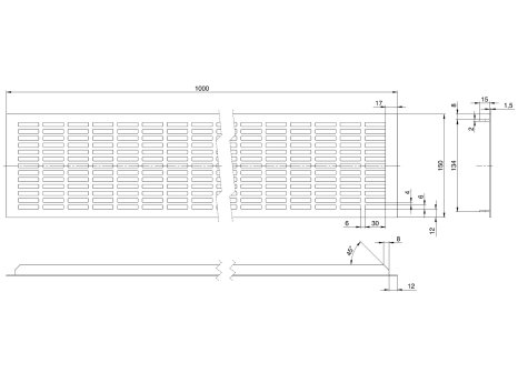 Větrací mřížka šířka 150 mm černá mat