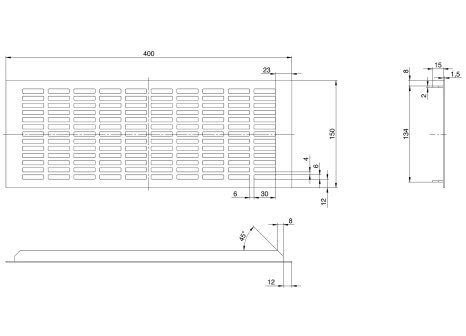 Větrací mřížka šířka 150 mm černá mat