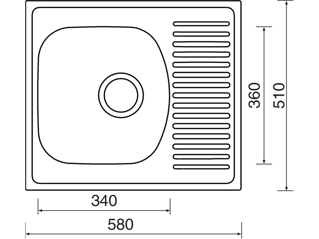 Sinks SHORT 580 matný 0,5 mm