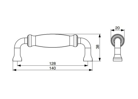 Úchytka Edita patinová zlatá/ porcelán