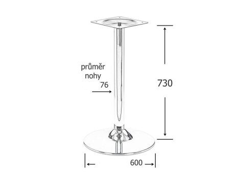 Stolová noha centrální LISABON chrom v.730 mm