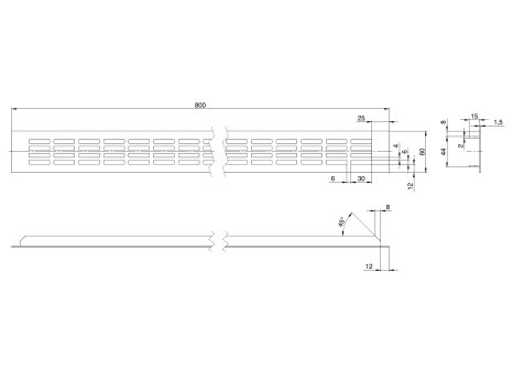 Větrací mřížka hliníková š.60 mm bílá barva