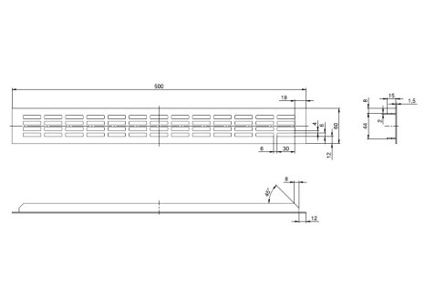 Větrací mřížka hliníková š.60 mm bílá barva