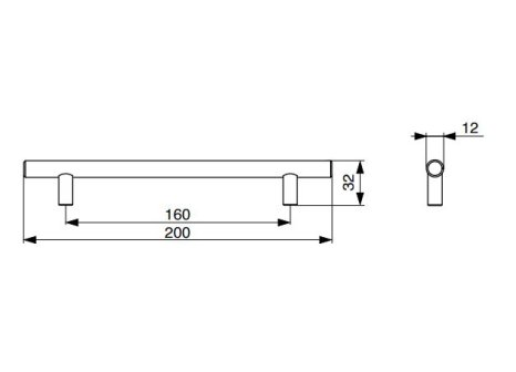 Úchytka kovová Hrazda chrom lesklý