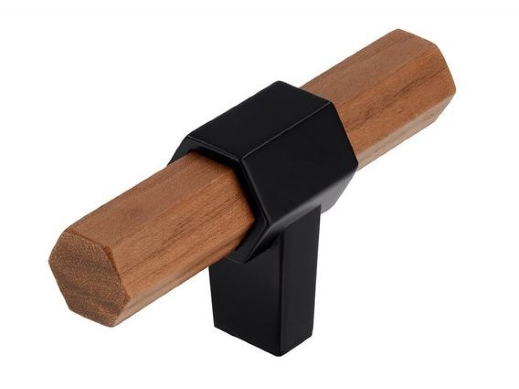 Úchytka Silvie dřevěná ořech lakovaný/černá matná