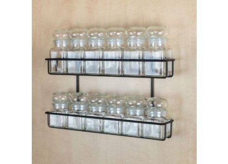 Police na stěnu pro sadu kořenek dvoustupňová - Černá matná