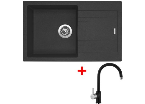 Sinks LINEA 780 + baterie Vitalia - komplet - Černá granitová, Granblack