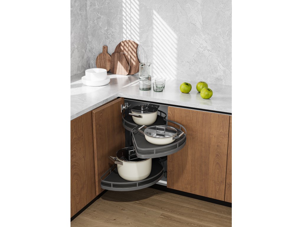 Cemux Corner Style rohové police s tlumením 1000 mm antracit dno pravé