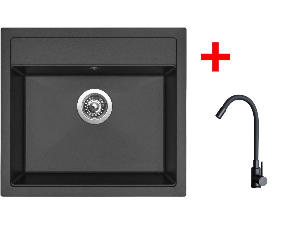 Set Sinks SOLO 560 + baterie ELASTA černá matná