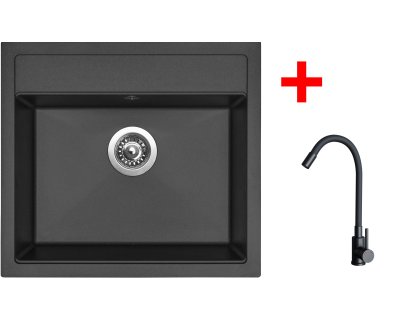 Set Sinks SOLO 560 + baterie ELASTA černá matná