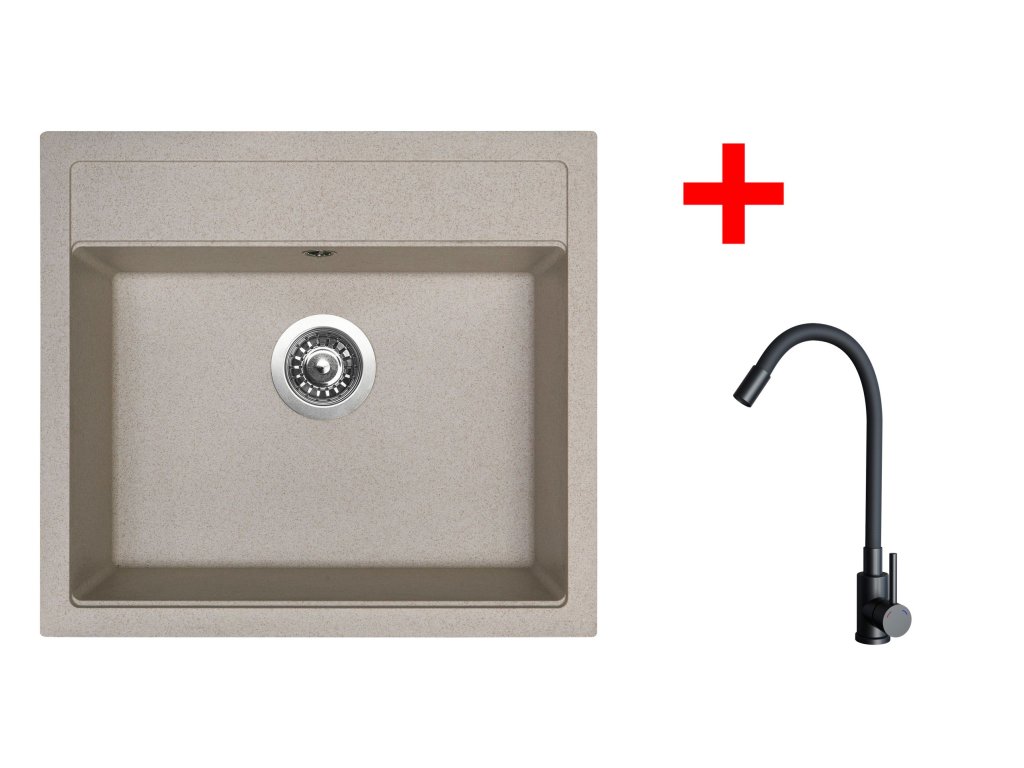 Set Sinks SOLO 560 + baterie ELASTA černá matná