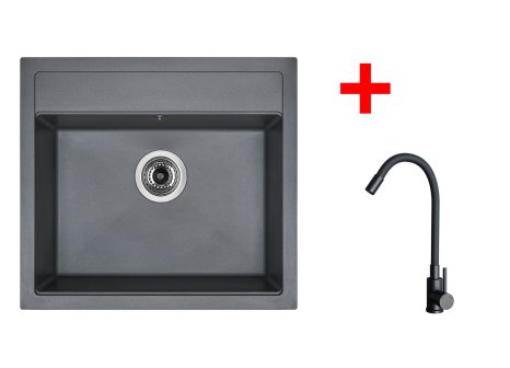 Set Sinks SOLO 560 + baterie ELASTA černá matná