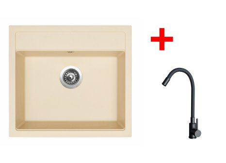 Set Sinks SOLO 560 + baterie ELASTA černá matná