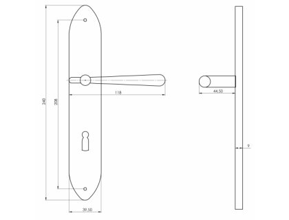 Casual štítové dveřní kování s pružinou klika/koule matný nikl