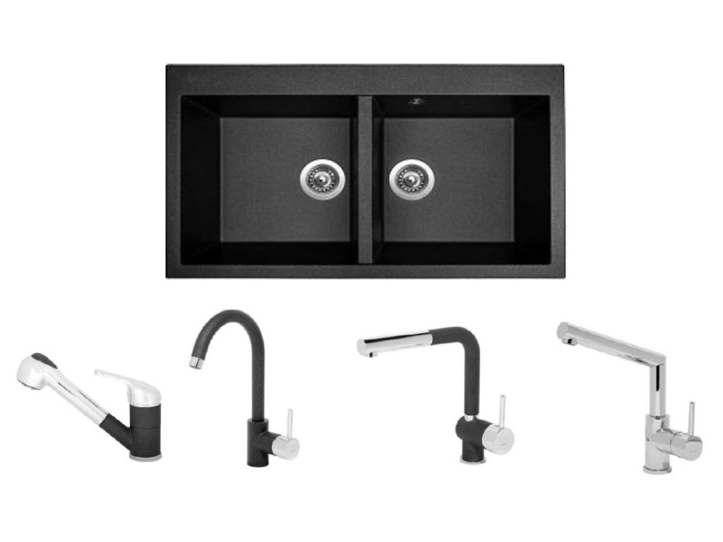 Set Sinks AMANDA 860 DUO Metalblack+ baterie
