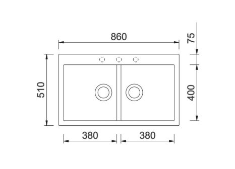 Set Sinks AMANDA 860 DUO Metalblack+ baterie