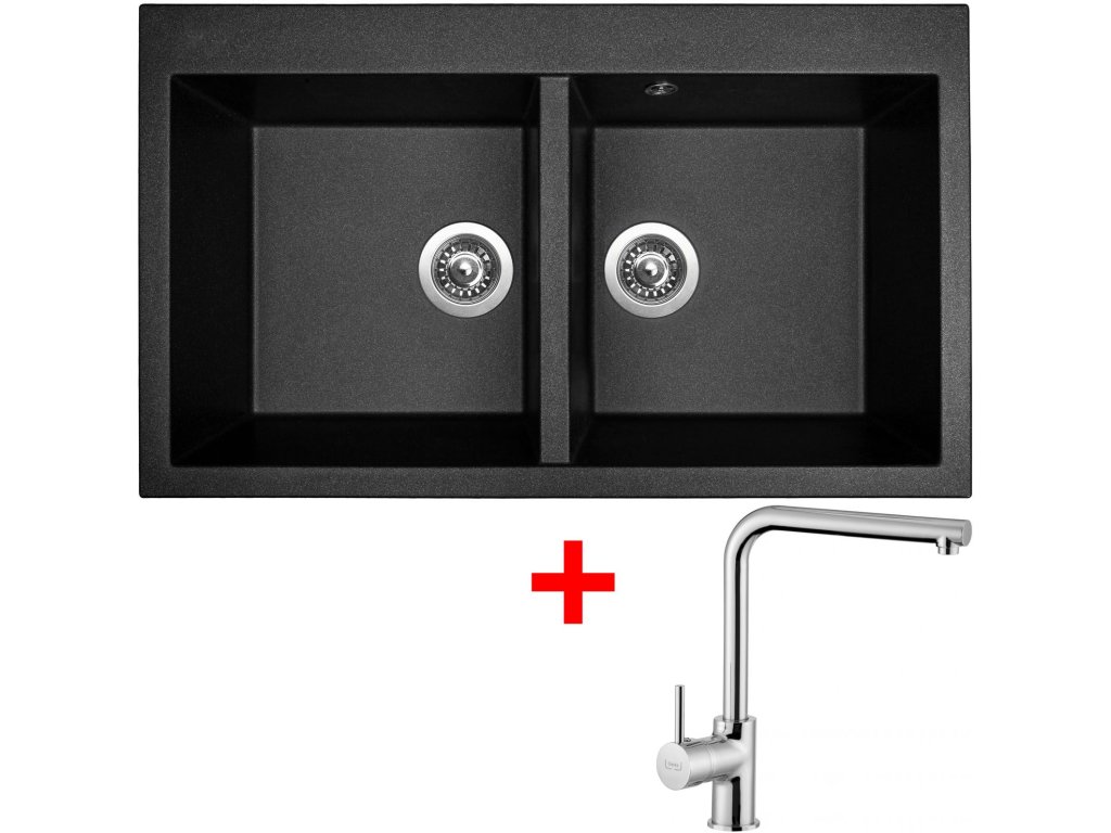 Set Sinks AMANDA 860 DUO Metalblack+ baterie