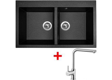 Set Sinks AMANDA 860 DUO Metalblack+ baterie