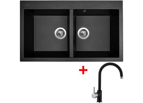 Set Sinks AMANDA 860 DUO Metalblack+ baterie