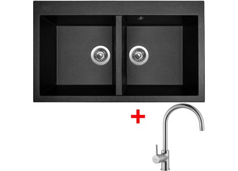 Set Sinks AMANDA 860 DUO Metalblack+ baterie