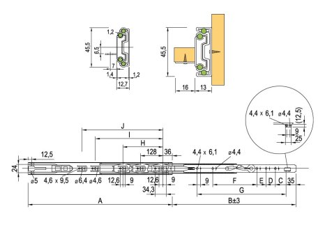 STRONG plnovýsuv kuličkový s podpěrou a dotlumením