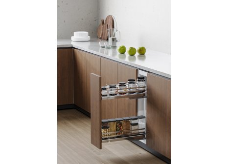 Cemux Style 20-3D plné dno tlumení chrom/bílá - Montáž výsuvu levý bok