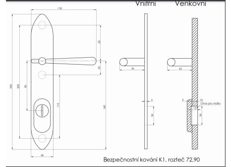Casual bezpečnostní kování K1 klika/koule matný nikl