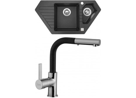 Sinks BRAVO 850.1+ ENIGMA S GR - Černá granitová, Granblack