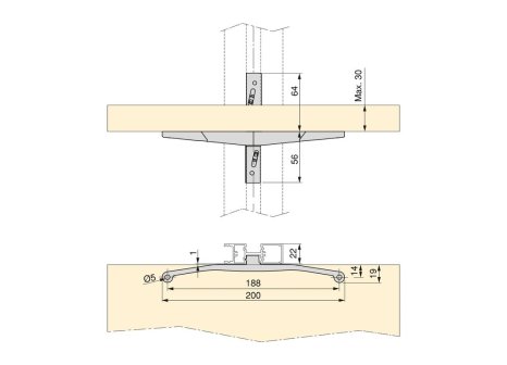 ZERO sada držáků pro dřevěnou polici kamenná šedá