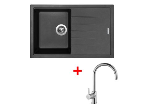 Sinks BEST 780 + baterie VITALIA chrom - komplet - Černá granitová, Granblack