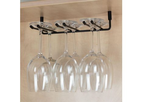 Držák sklenic pod skříňku pro 6ks - Černá matná