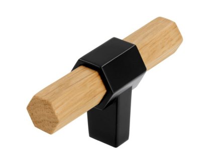 Úchytka Silvie dřevěná dub lakovaný/černá matná