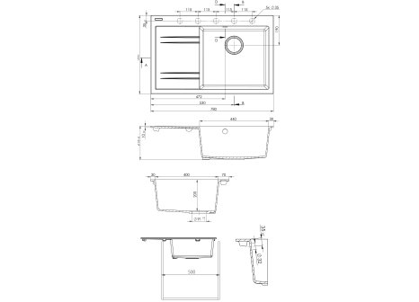 Set Sinks RIM 780 P + baterie ELASTA nerez/černá