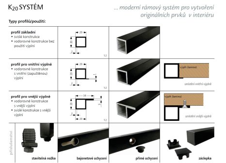 K20 systém policový regál černý mat